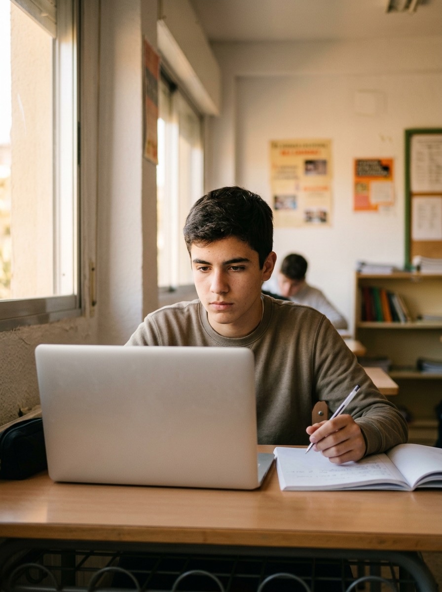 Estudiante aprendiendo con apoyo de IA